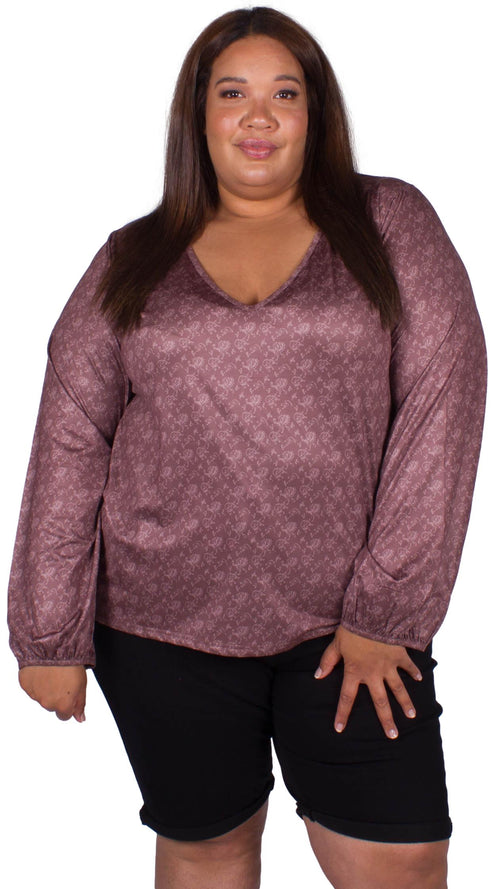 CurveWow V-Neck Swing Top Brown