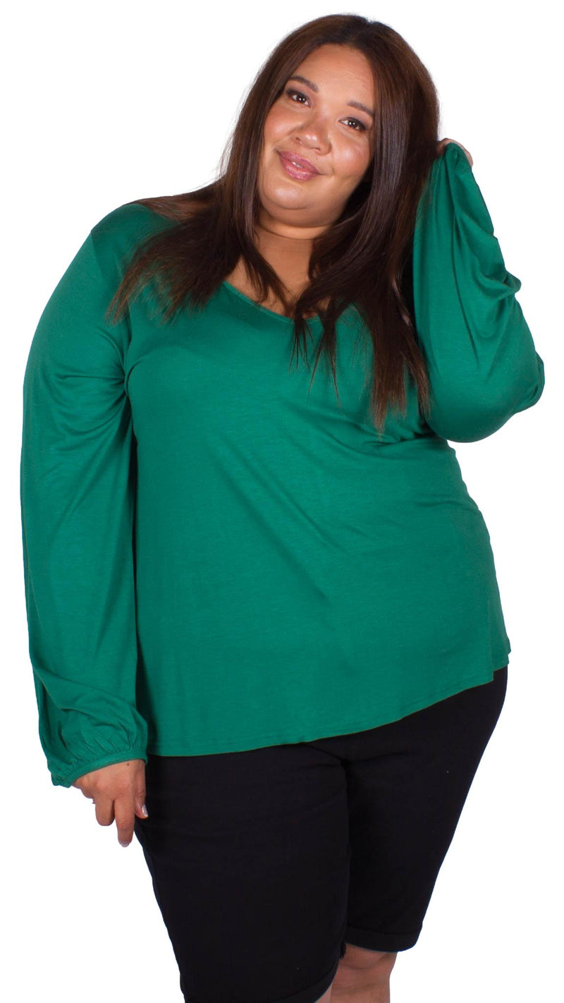 CurveWow V-Neck Swing Top Green