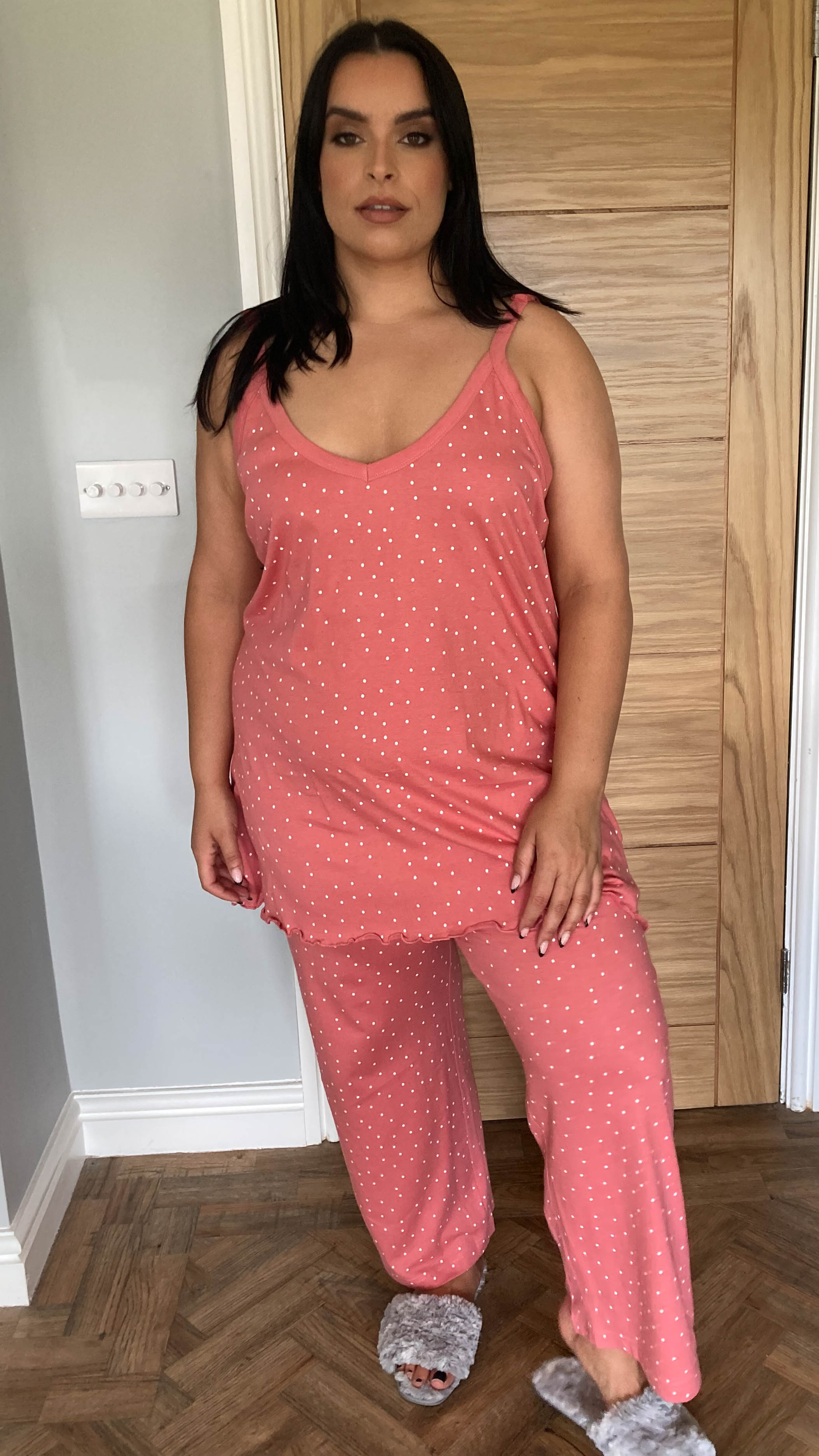 CurveWow Cami PJ Set Pink Polka Dot