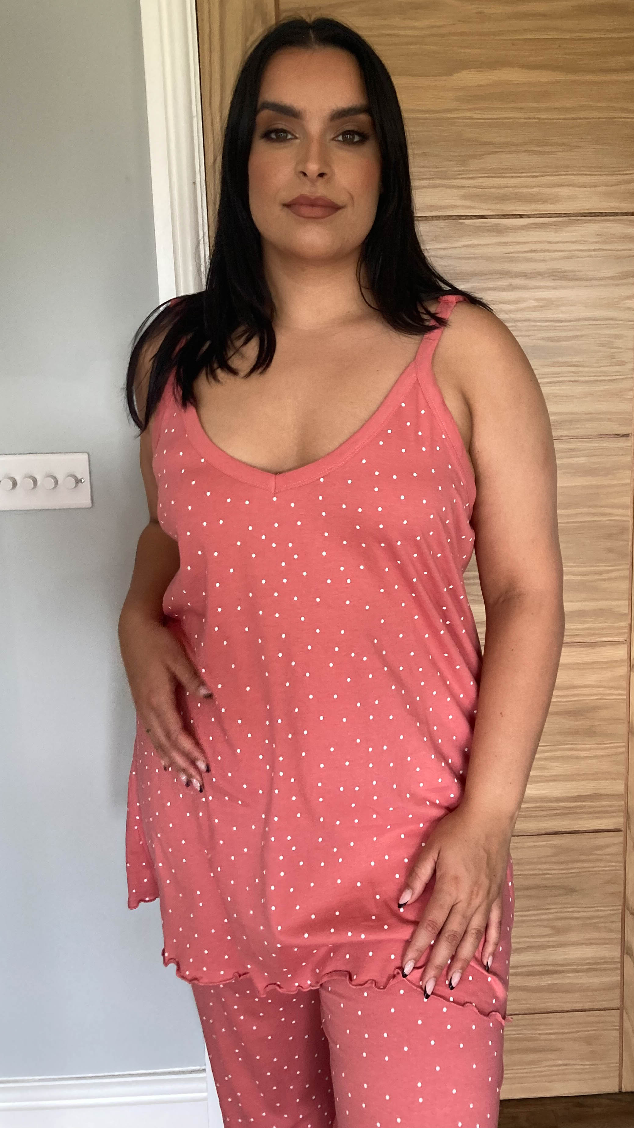 CurveWow Cami PJ Set Pink Polka Dot