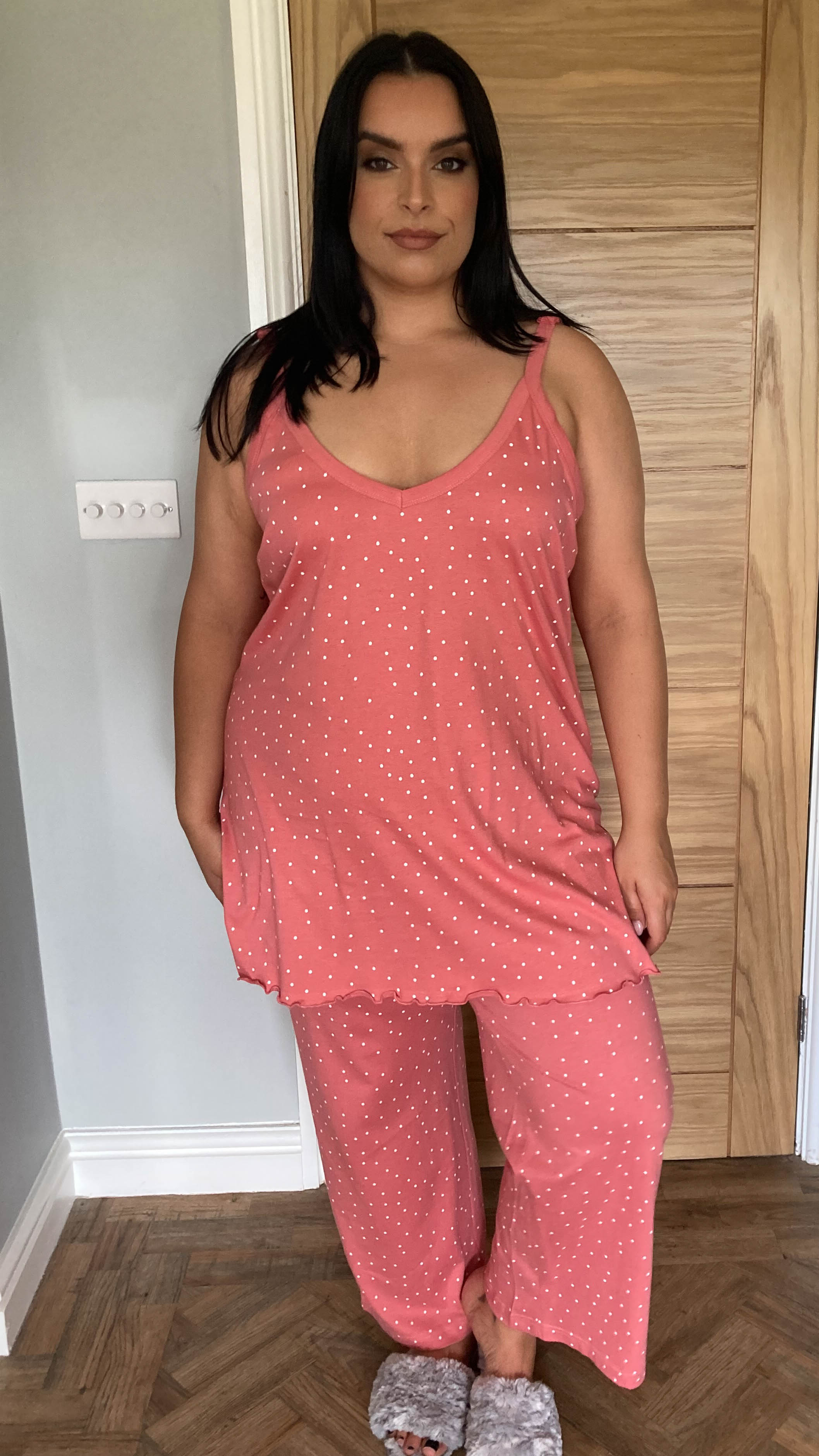 CurveWow Cami PJ Set Pink Polka Dot