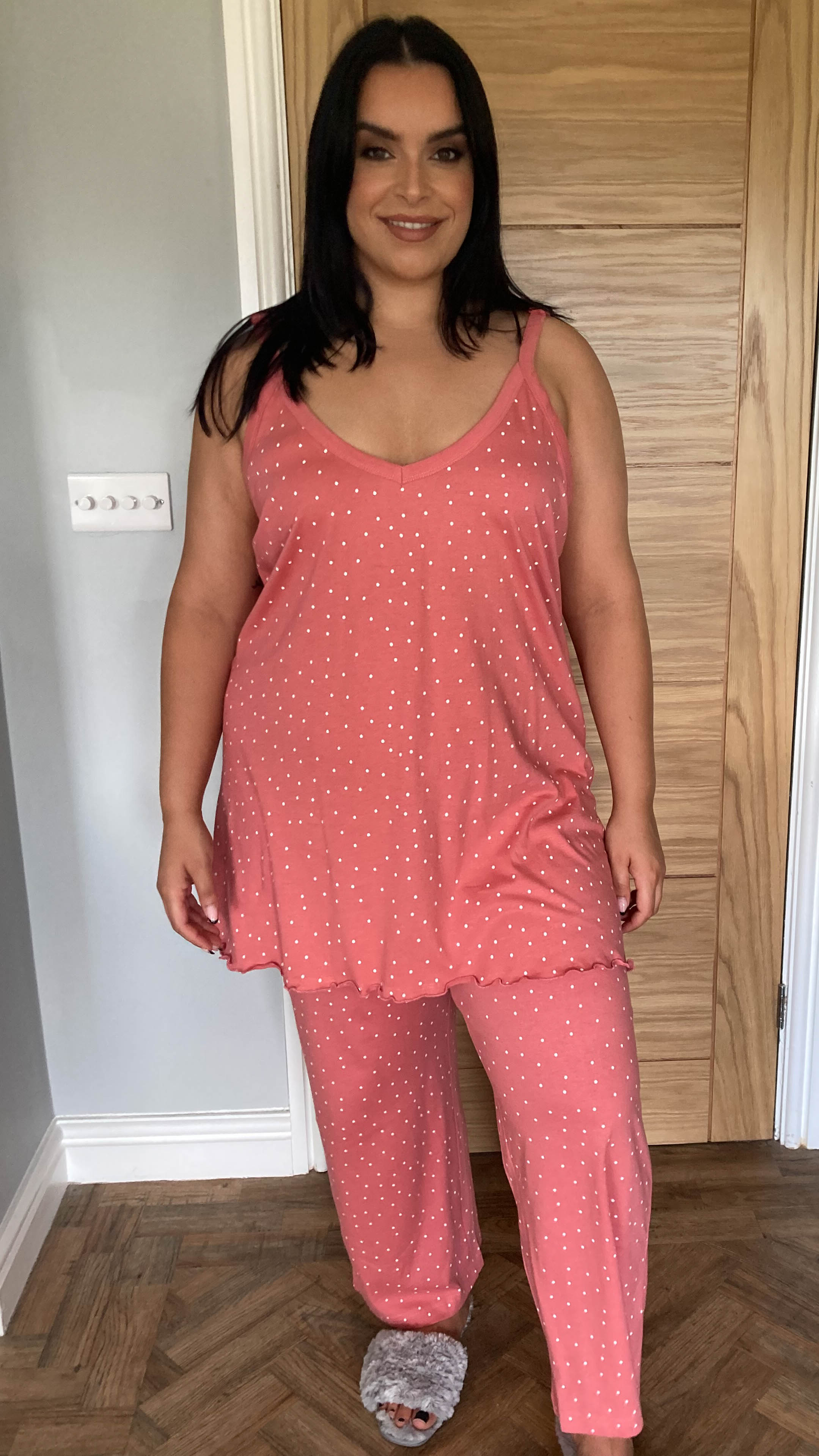 CurveWow Cami PJ Set Pink Polka Dot