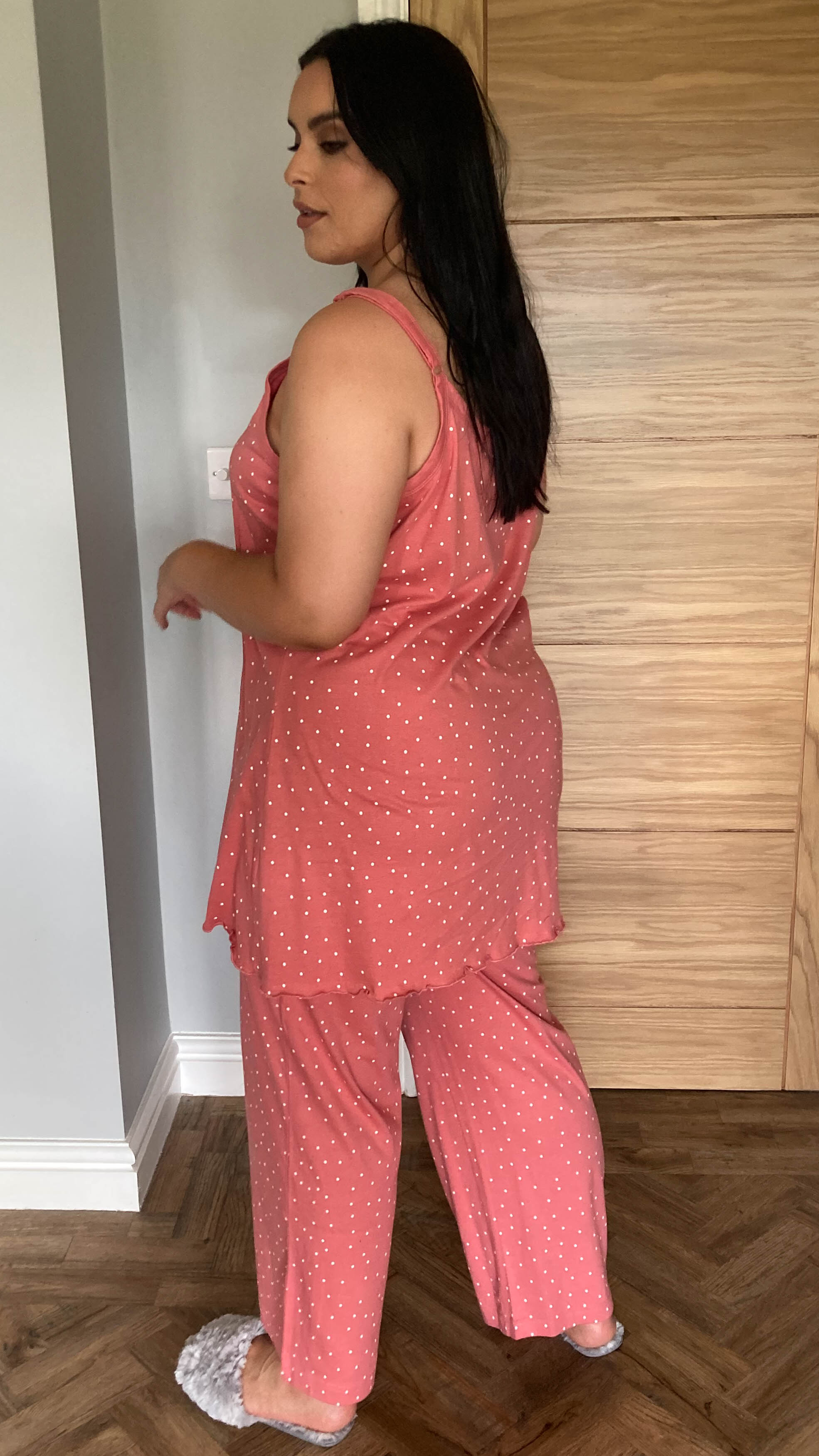 CurveWow Cami PJ Set Pink Polka Dot
