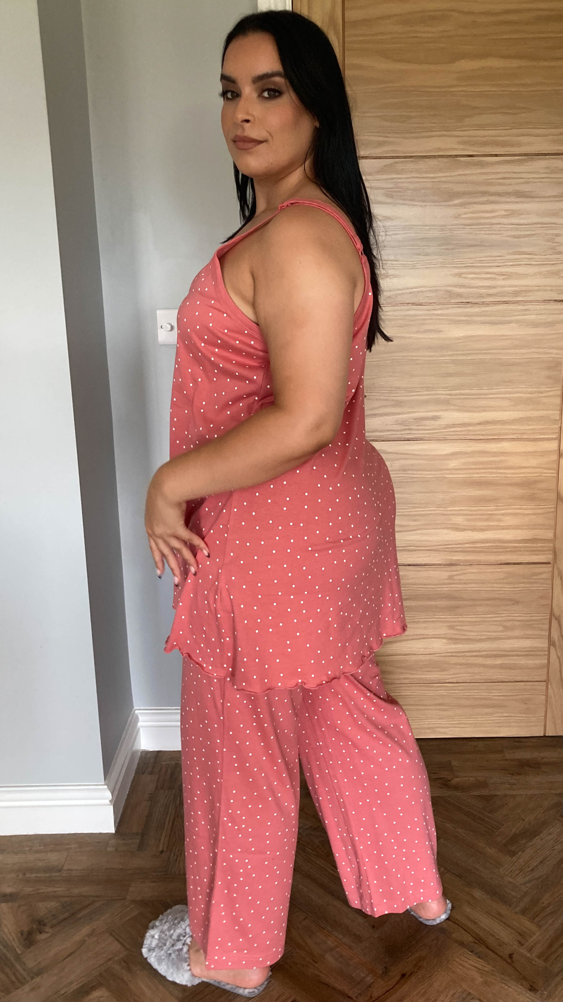 CurveWow Cami PJ Set Pink Polka Dot