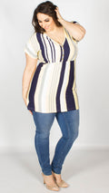 Hallie V-neck Multi Striped Tunic Top