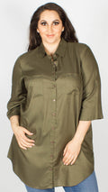 Martha Roll Sleeve Utility Dark Olive Green Tunic