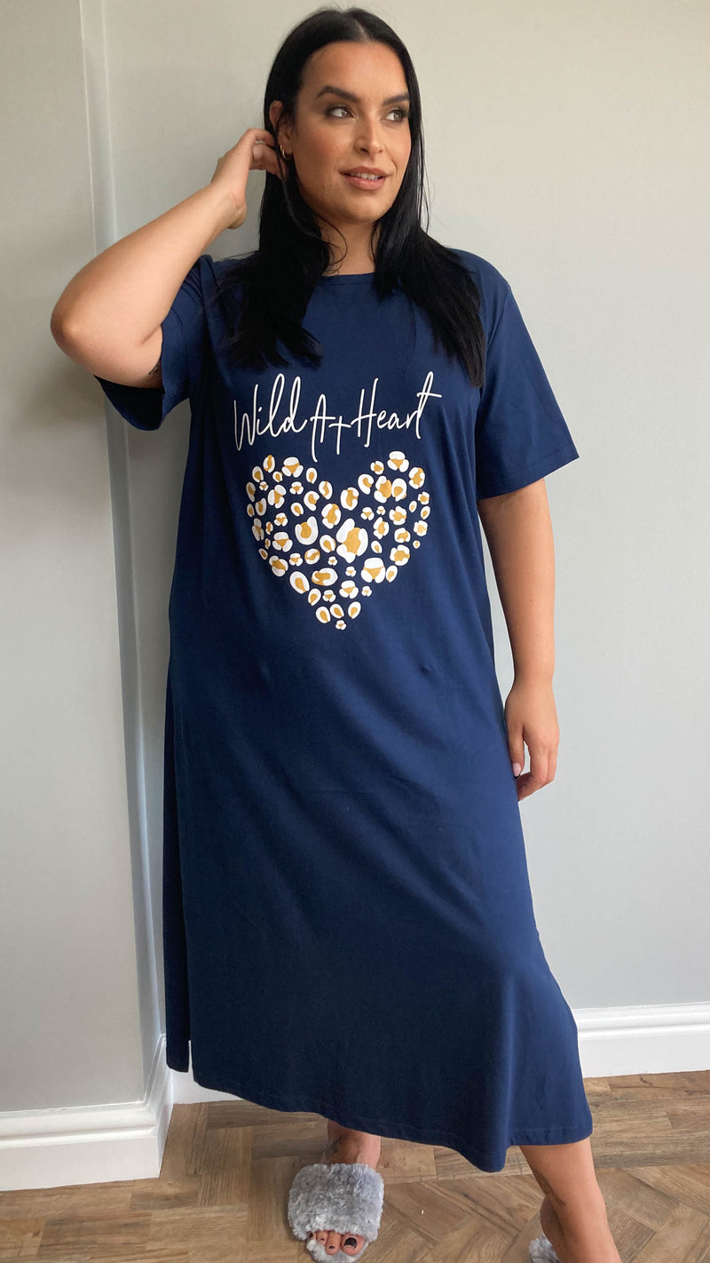CurveWow Navy 'Wild at Heart' Nightgown