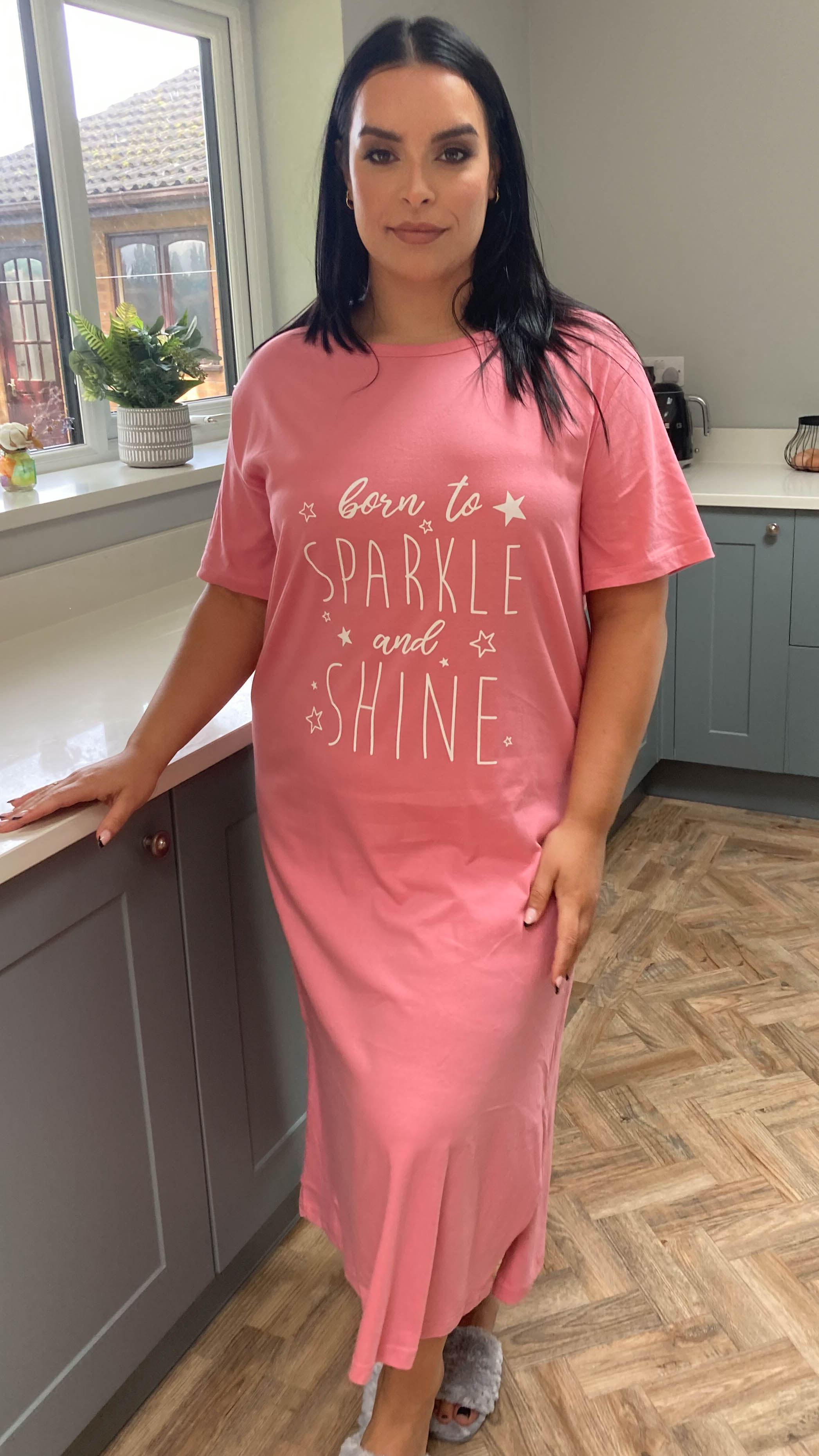 CurveWow Pink 'Born to Sparkle…' Nightgown