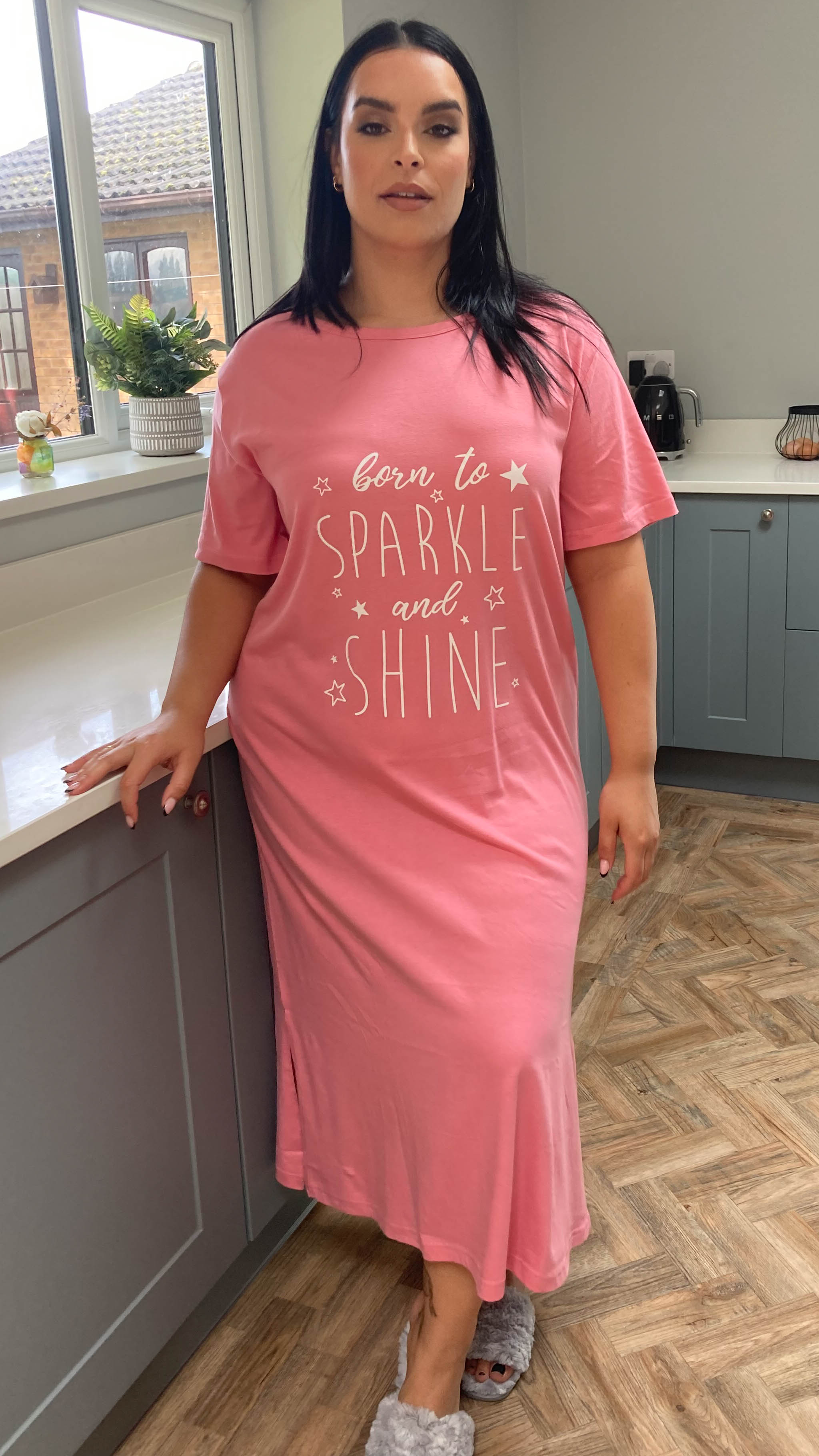 CurveWow Pink 'Born to Sparkle…' Nightgown