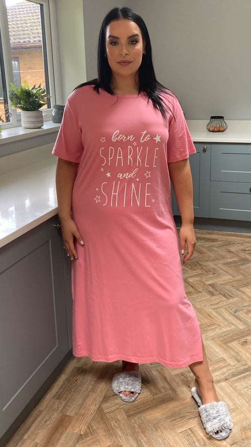 CurveWow Pink 'Born to Sparkle…' Nightgown