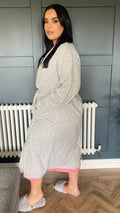 CurveWow Dressing Gown Grey Star Print