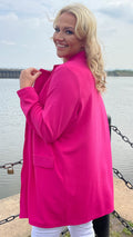 CurveWow Relaxed Blazer Cerise Pink