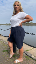 CurveWow Pull On Shorts Navy