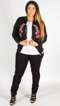 Chicago Embroidered Twin Floral Patch Bomber Jacket