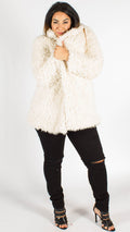 Gabrielle Fluffy Faux Fur Coat Cream