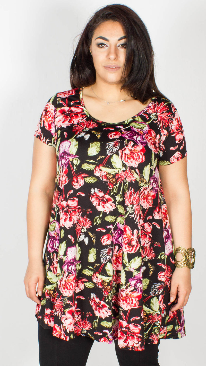 Piper Floral Print Cut Out Back Swing Dress