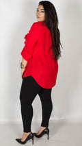 Naomi Plain Frill Shirt Red