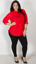 Naomi Plain Frill Shirt Red