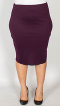 Boca Plain Purple Pencil Skirt