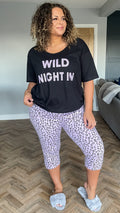 CurveWow 'Wild Night In' Printed Cropped Leg Pyjama Set