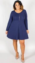 Manhattan Blue Zipper Front Dress