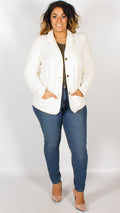 Quito Ivory Soft Fleece Triple Button Blazer Jacket