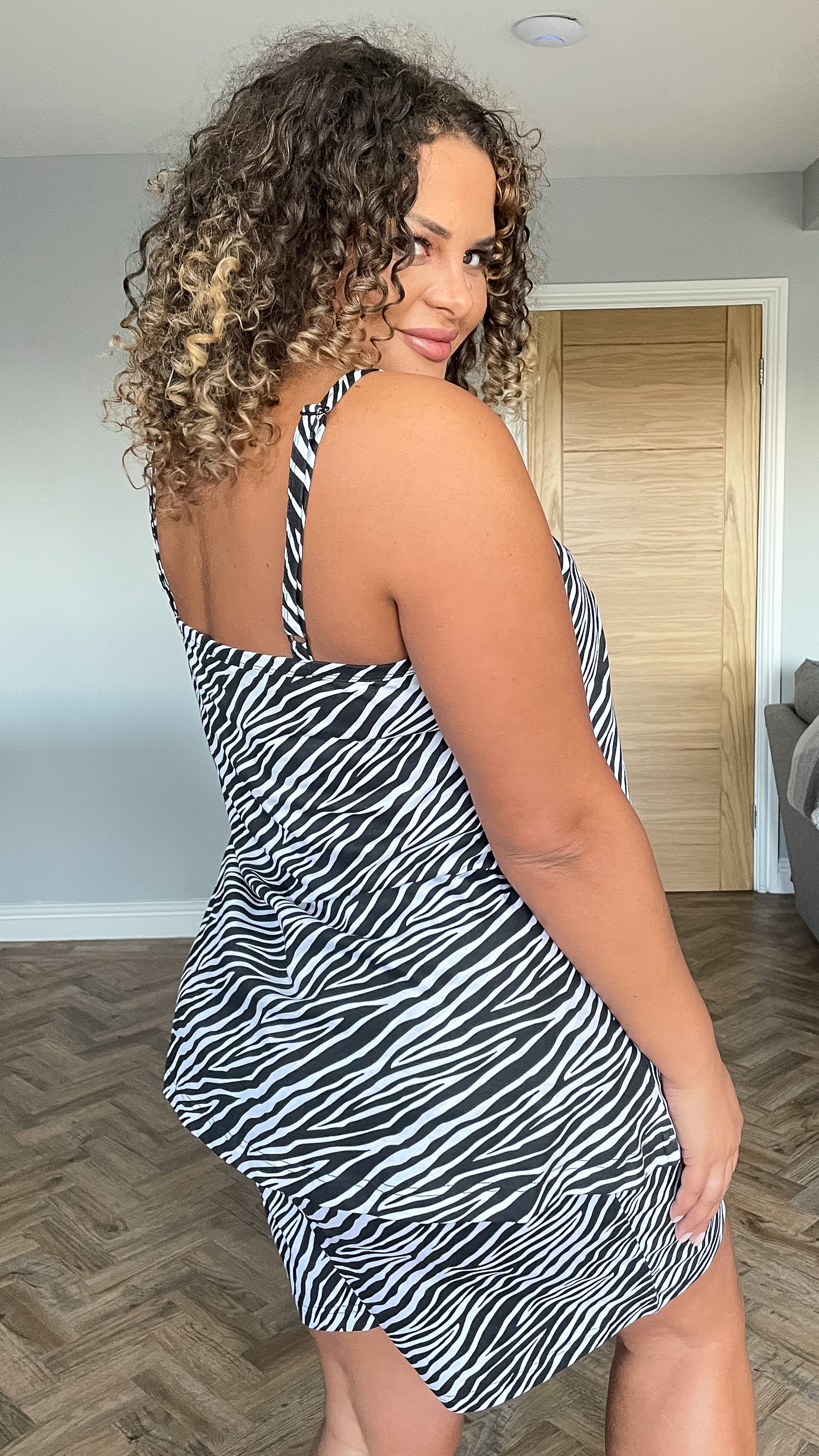 CurveWow Lace Trim Pyjama Set Zebra Print