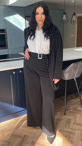 CurveWow Wide Leg Belted Trouser Black