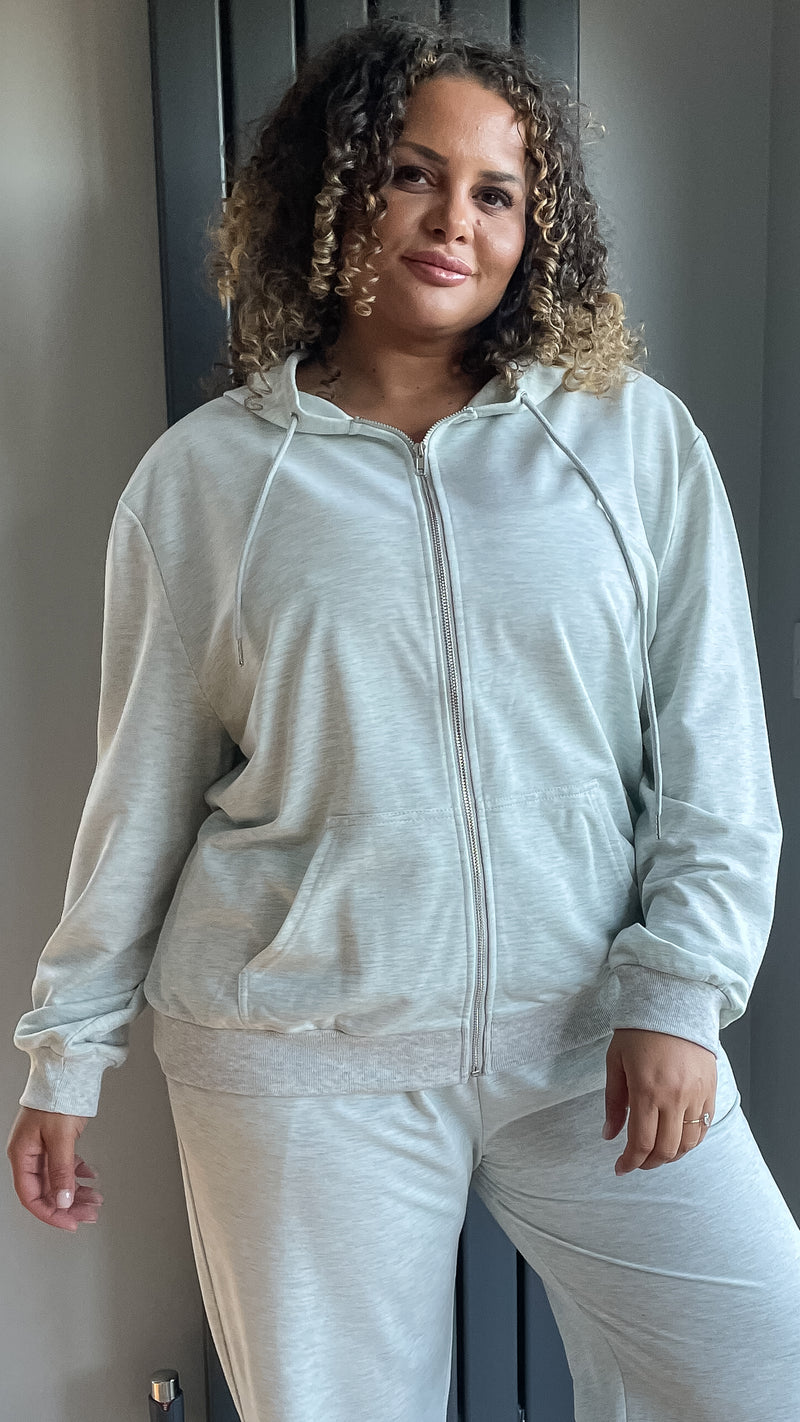 CurveWow Zip Through Hoodie Grey Marl