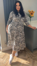 CurveWow Tiered Smock Dress Zebra Print