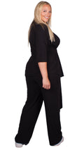 CurveWow Ribbed Short Sleeve Lounge Top Black