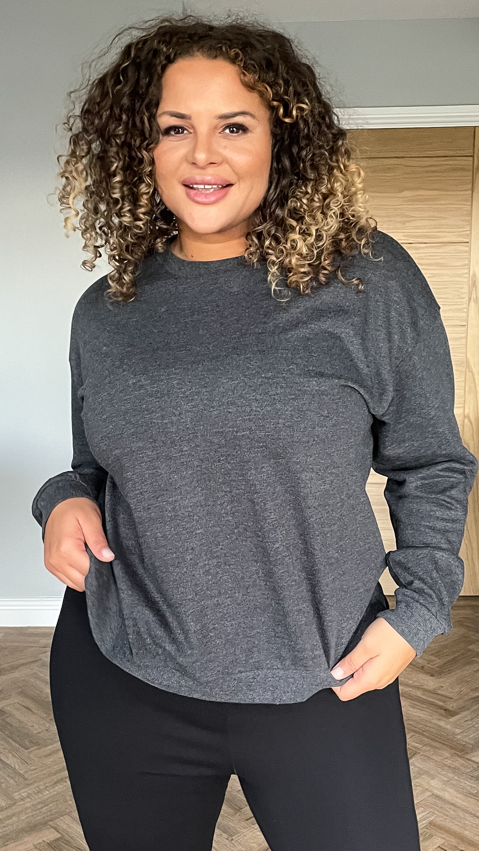 CurveWow Jersey Sweatshirt Charcoal