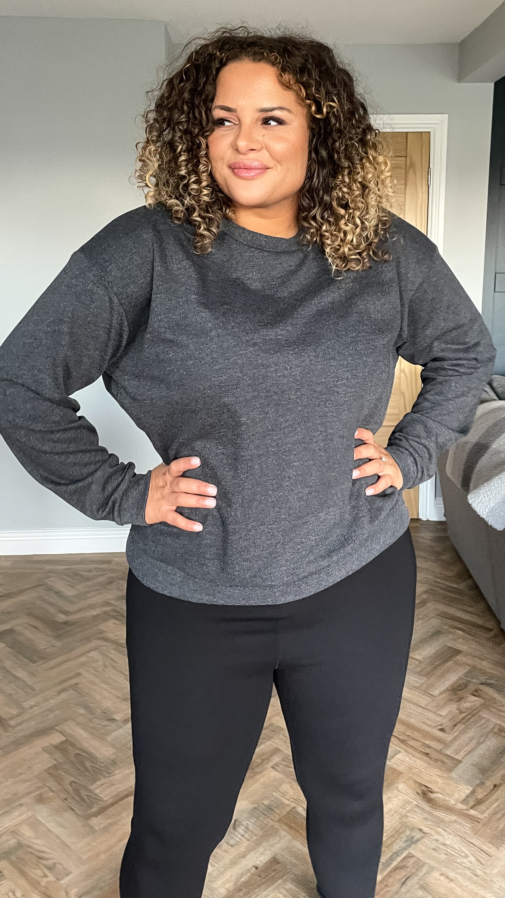 CurveWow Jersey Sweatshirt Charcoal