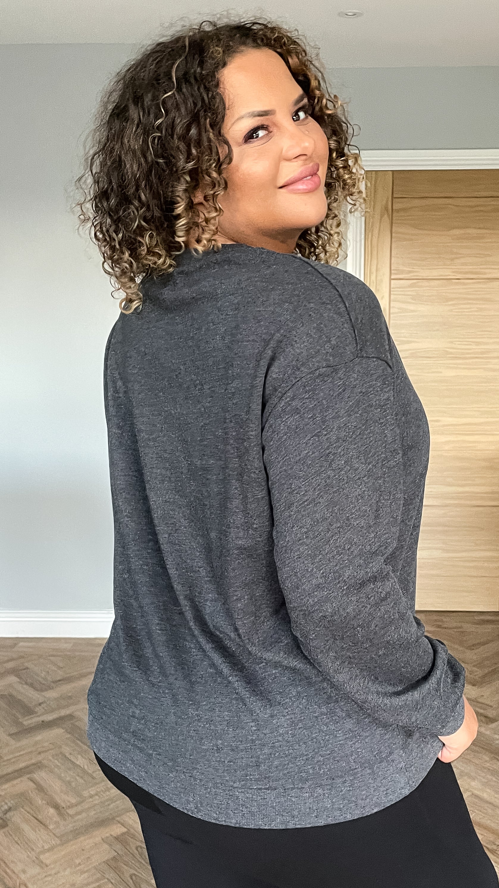 CurveWow Jersey Sweatshirt Charcoal