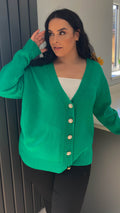 CurveWow Pearl Buttoned Cardigan Emerald Green