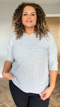 CurveWow Ribbed Hoodie Grey