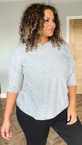CurveWow Ribbed Hoodie Grey
