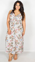 Stephanie Grey Floral Print Wrap Maxi Dress