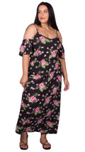 CurveWow Cold Shoulder Maxi Dress Floral Print