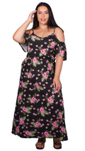 CurveWow Cold Shoulder Maxi Dress Floral Print