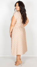 Lindsey Beige Stone Polka Dot Cap Sleeve Tea Dress