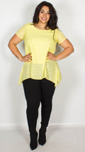 Tanya Yellow Burnout Asymmetrical Tunic Top