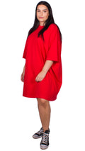 CurveWow Oversized T-Shirt Dress Red