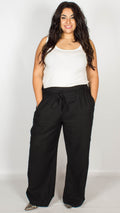 Kelly Black Belted Cotton Trousers