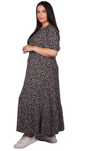 CurveWow Black Floral Tiered Maxi Dress