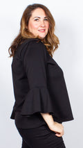 CurveWow Black Swing Top with Fit & Flare Sleeves