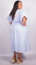 CurveWow Blue and White Floral Wrap Maxi Dress