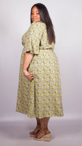 CurveWow Yellow Floral Wrap Maxi Dress