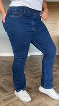 CurveWow Boot Cut Jeggings Mid Blue Wash
