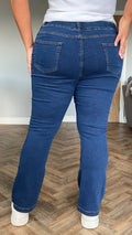 CurveWow Boot Cut Jeggings Mid Blue Wash